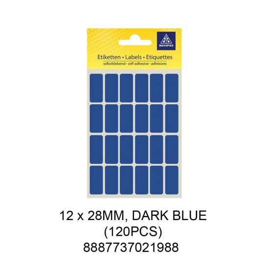 MAYSPIES MS-12X28MM COLOUR LABEL / 5 SHEETS/PKT / 120PCS / 12X28MM DARK BLUE